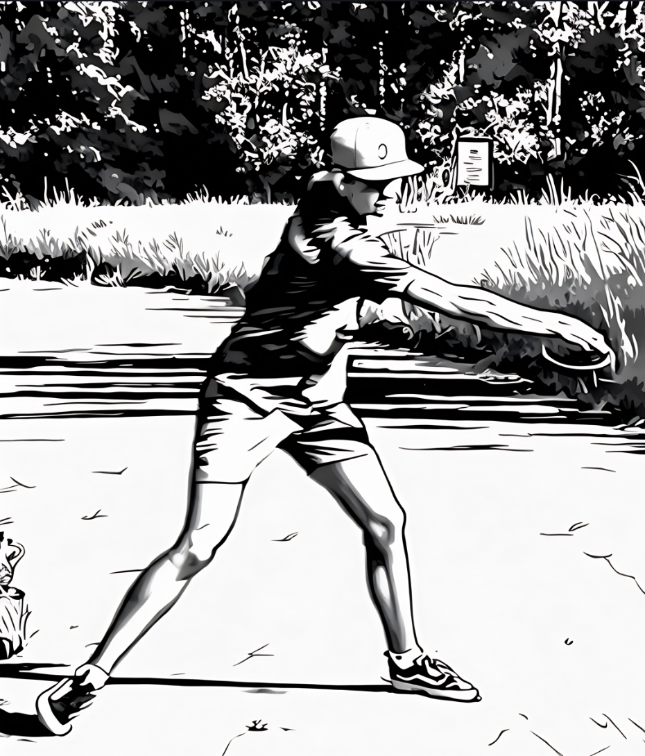 Staggered plant footwork: front foot open, back foot behind and inside, hips ready to rotate